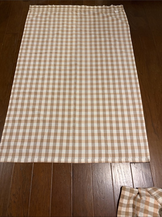 Other - Gingham Check Curtain 4 Panels in Beige and White 63 x 39 inches